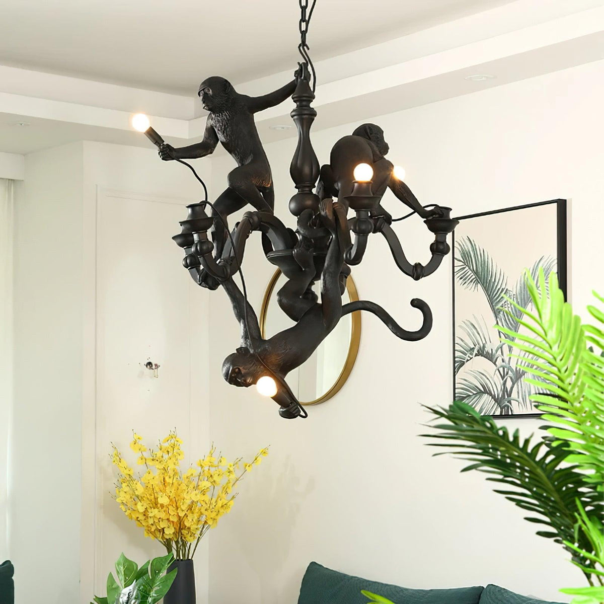 Tixor Kronleuchter Monkey Schwarz Spielend Skulptur