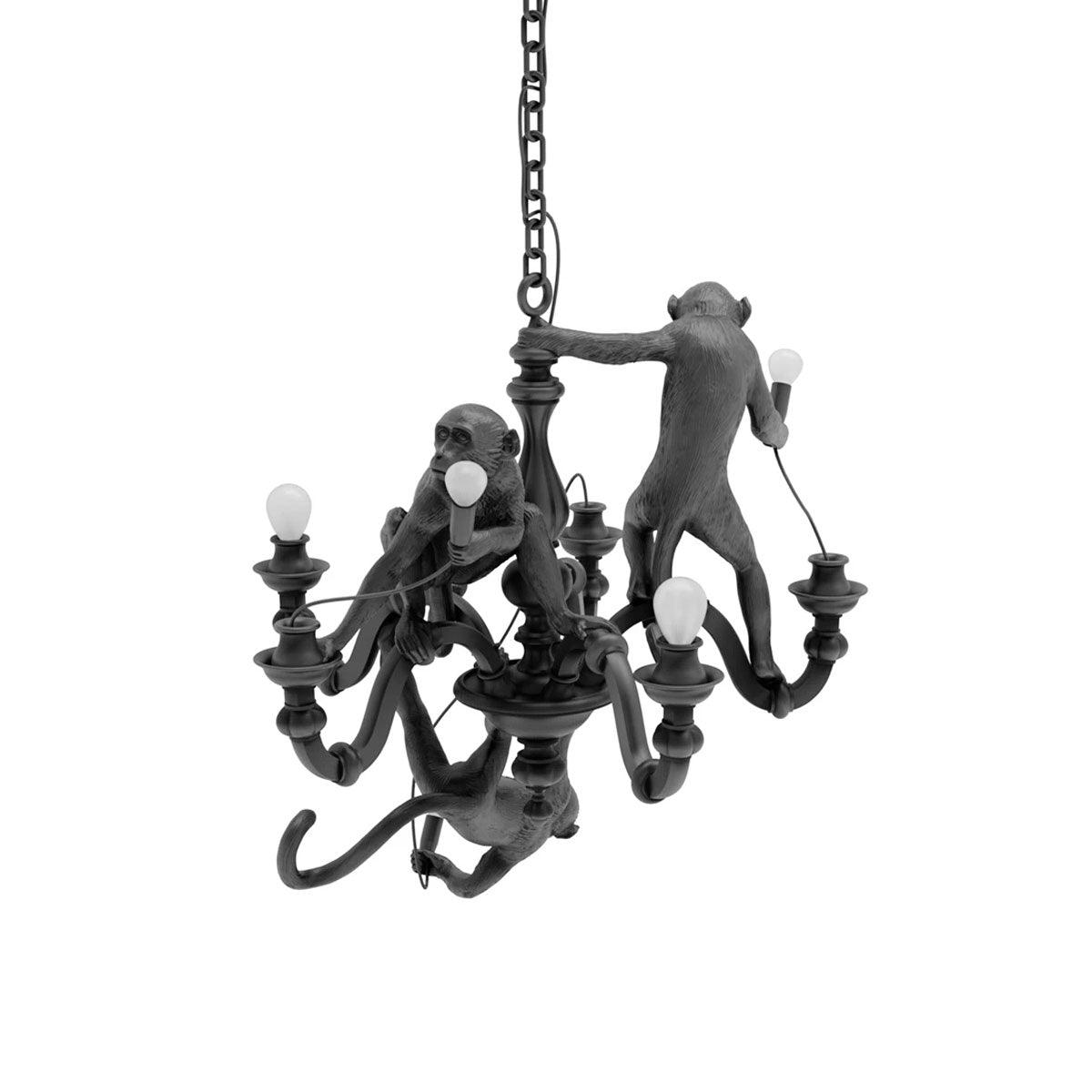 Tixor Kronleuchter Monkey Schwarz Spielend Skulptur