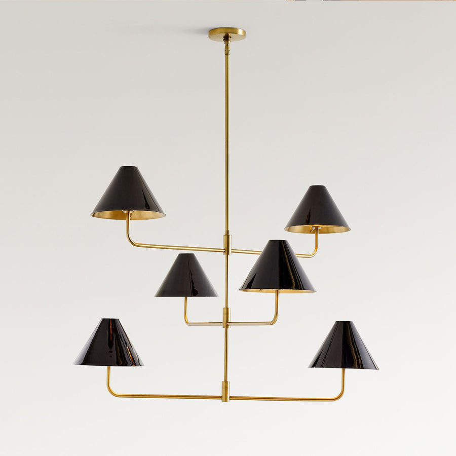 Zoruvyh Kronleuchter mit drei Ebenen im Vintage-Industrial-Stil aus Stoff und Metall