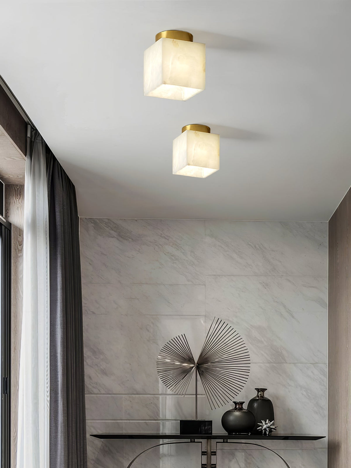 Otheyra Minimalistische Alabaster-flache Deckenleuchte