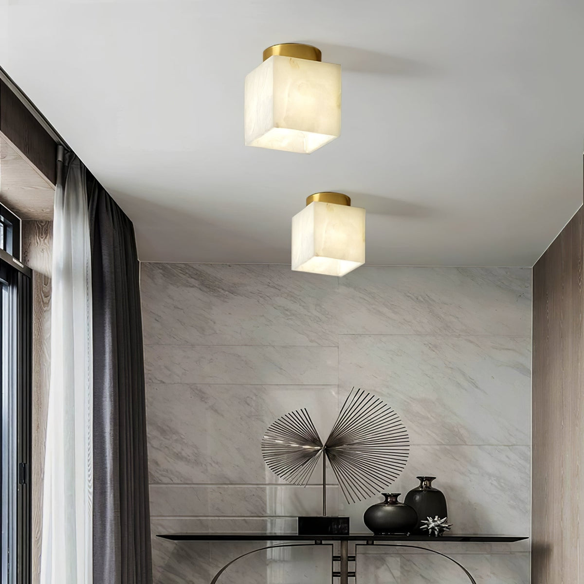 Otheyra Minimalistische Alabaster-flache Deckenleuchte