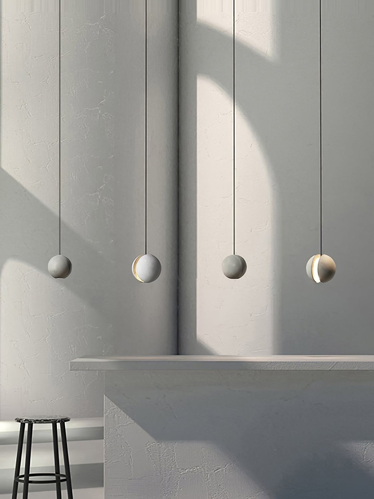 Umi Pendelleuchte aus Beton Kugel Mond Minimalistisch