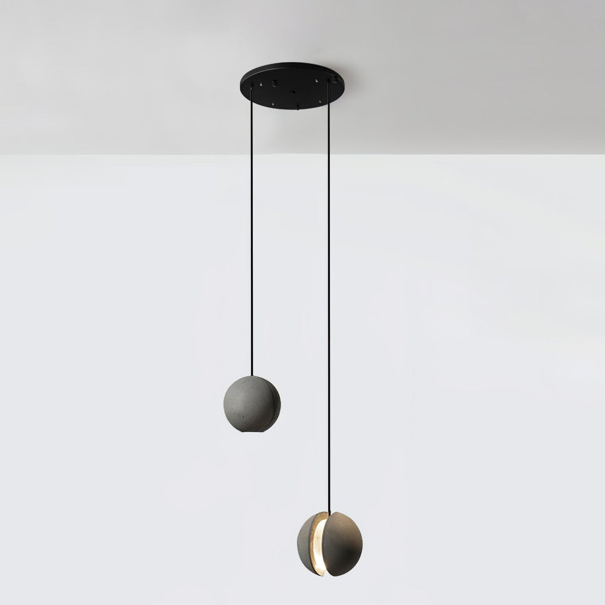 Umi Pendelleuchte aus Beton Kugel Mond Minimalistisch