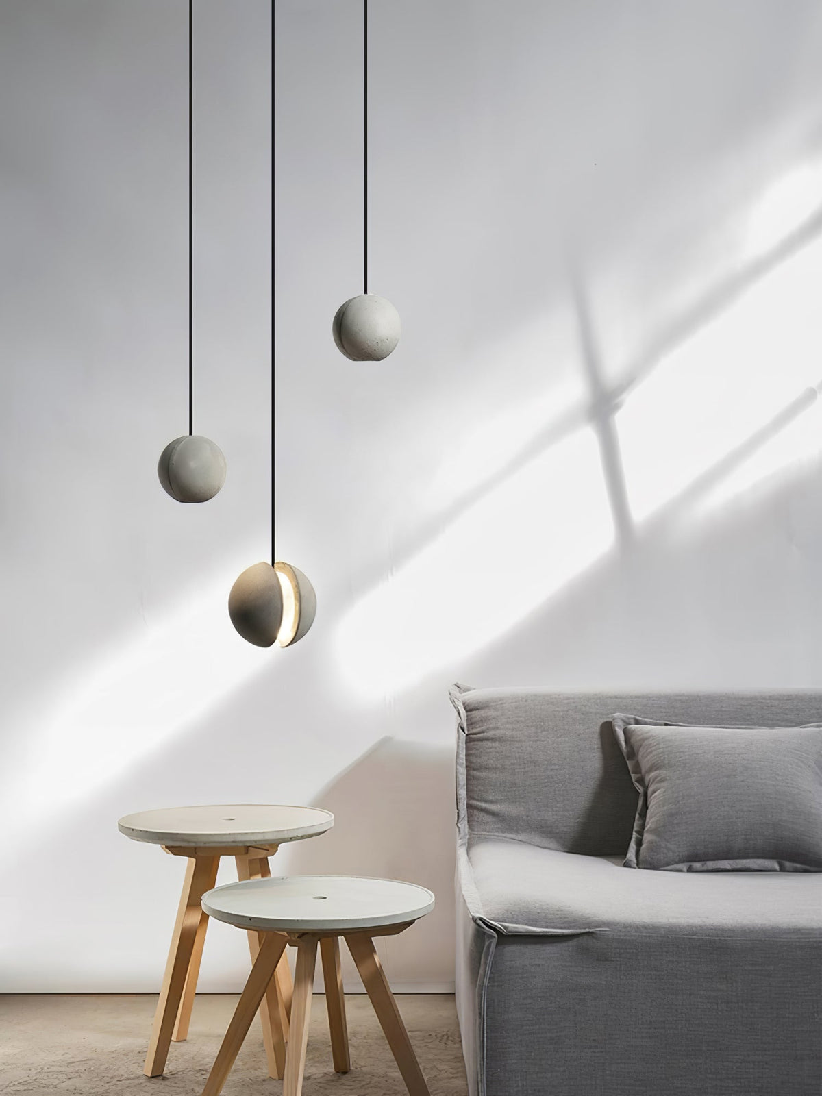 Umi Pendelleuchte aus Beton Kugel Mond Minimalistisch