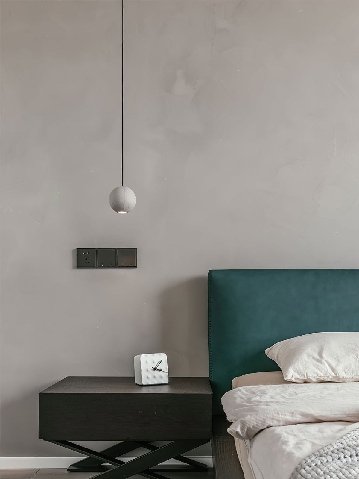 Umi Pendelleuchte aus Beton Kugel Mond Minimalistisch
