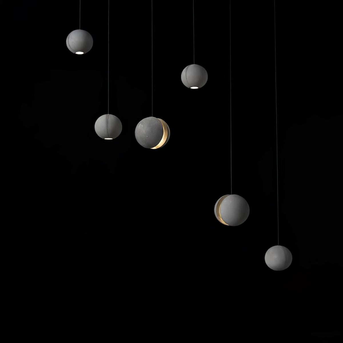 Umi Pendelleuchte aus Beton Kugel Mond Minimalistisch