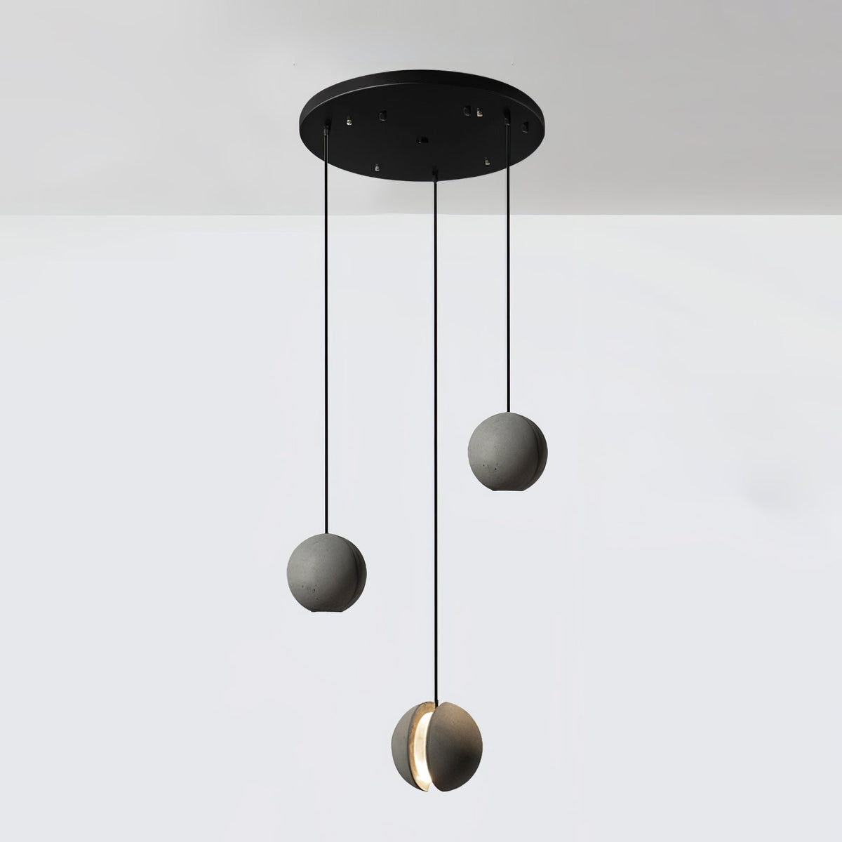 Umi Pendelleuchte aus Beton Kugel Mond Minimalistisch