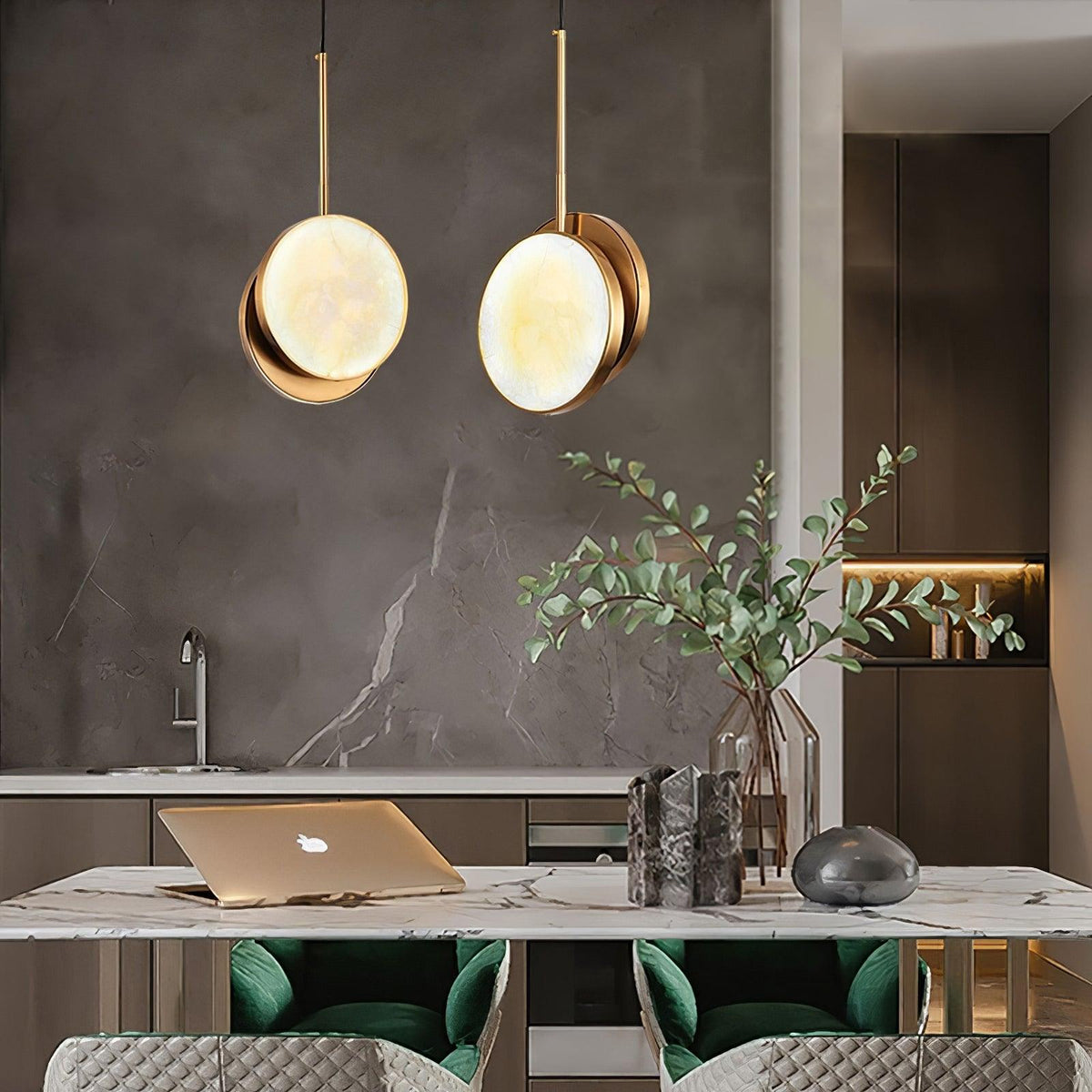 Synoryra Dual Disc Alabaster Pendelleuchte