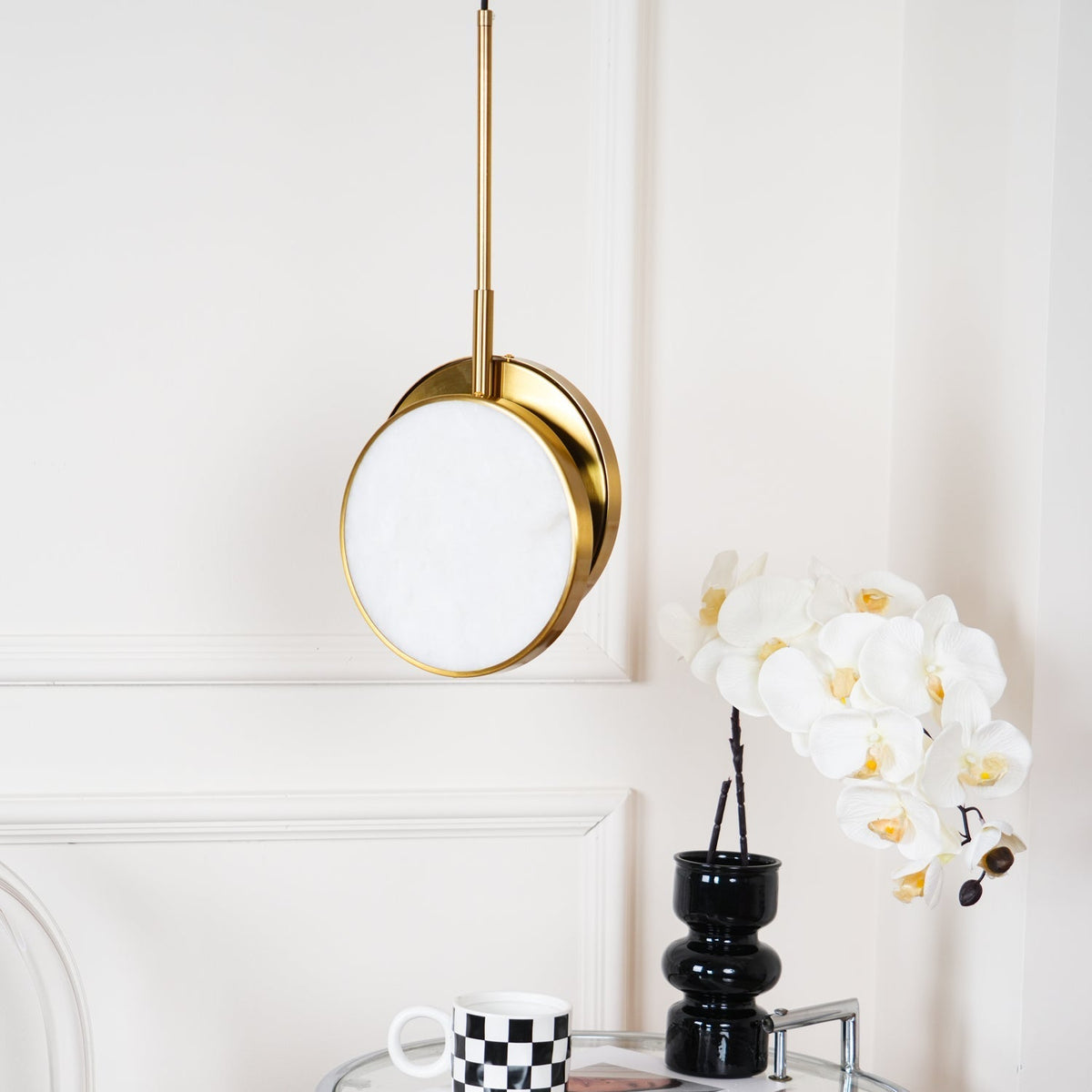 Synoryra Dual Disc Alabaster Pendelleuchte