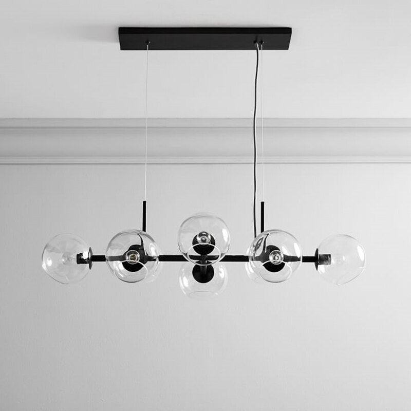 Valentina Modern LED Pendelleuchte Kugel Schwarz/Gold Ess/Wohnzimmer Glas