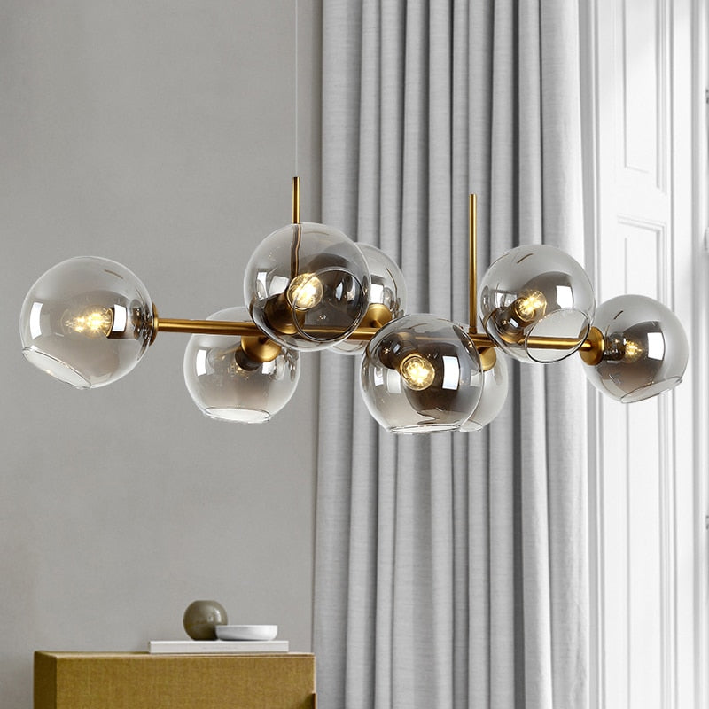 Valentina Modern LED Pendelleuchte Kugel Schwarz/Gold Ess/Wohnzimmer Glas