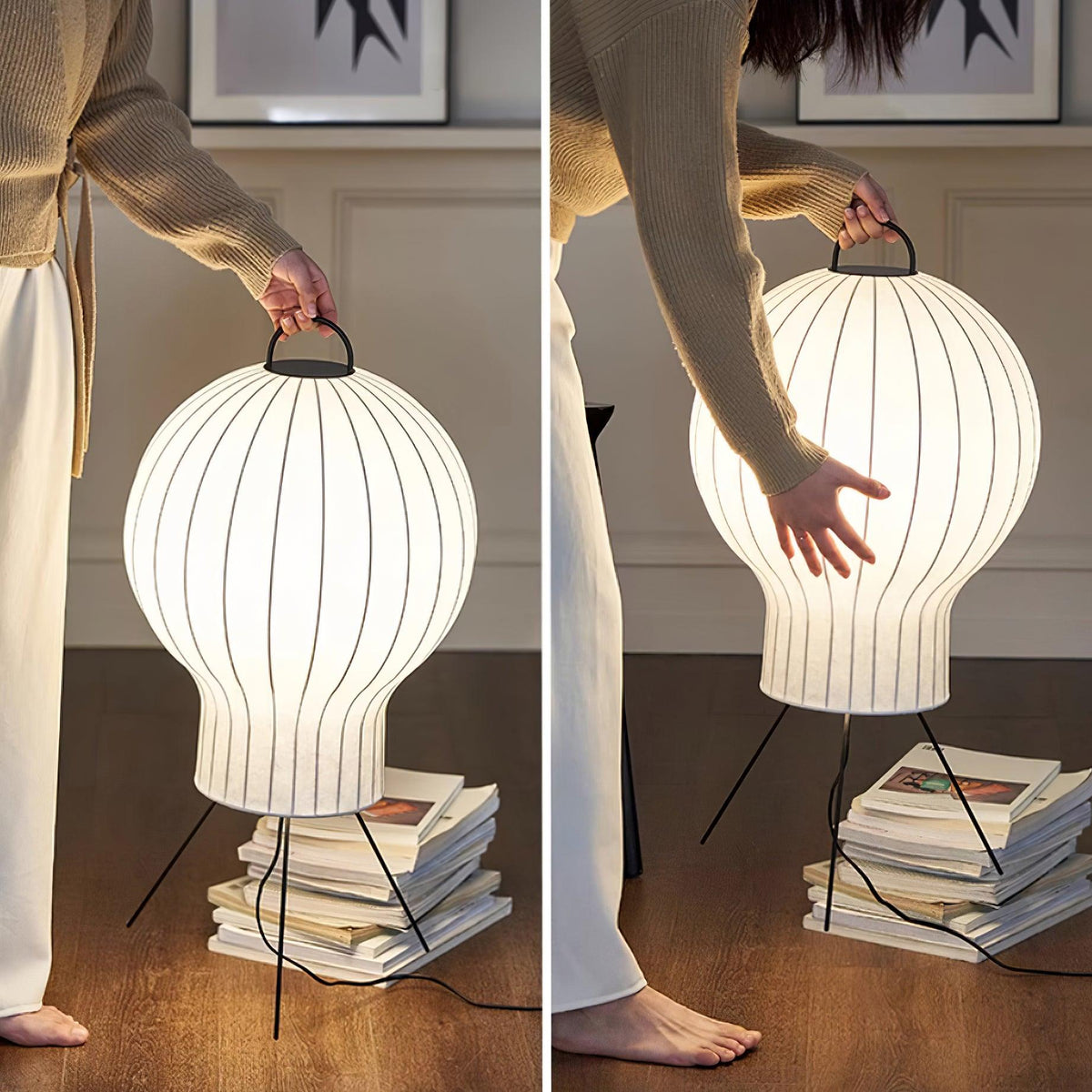 Balloon Stehleuchte aus Seide im minimalistischen Stil