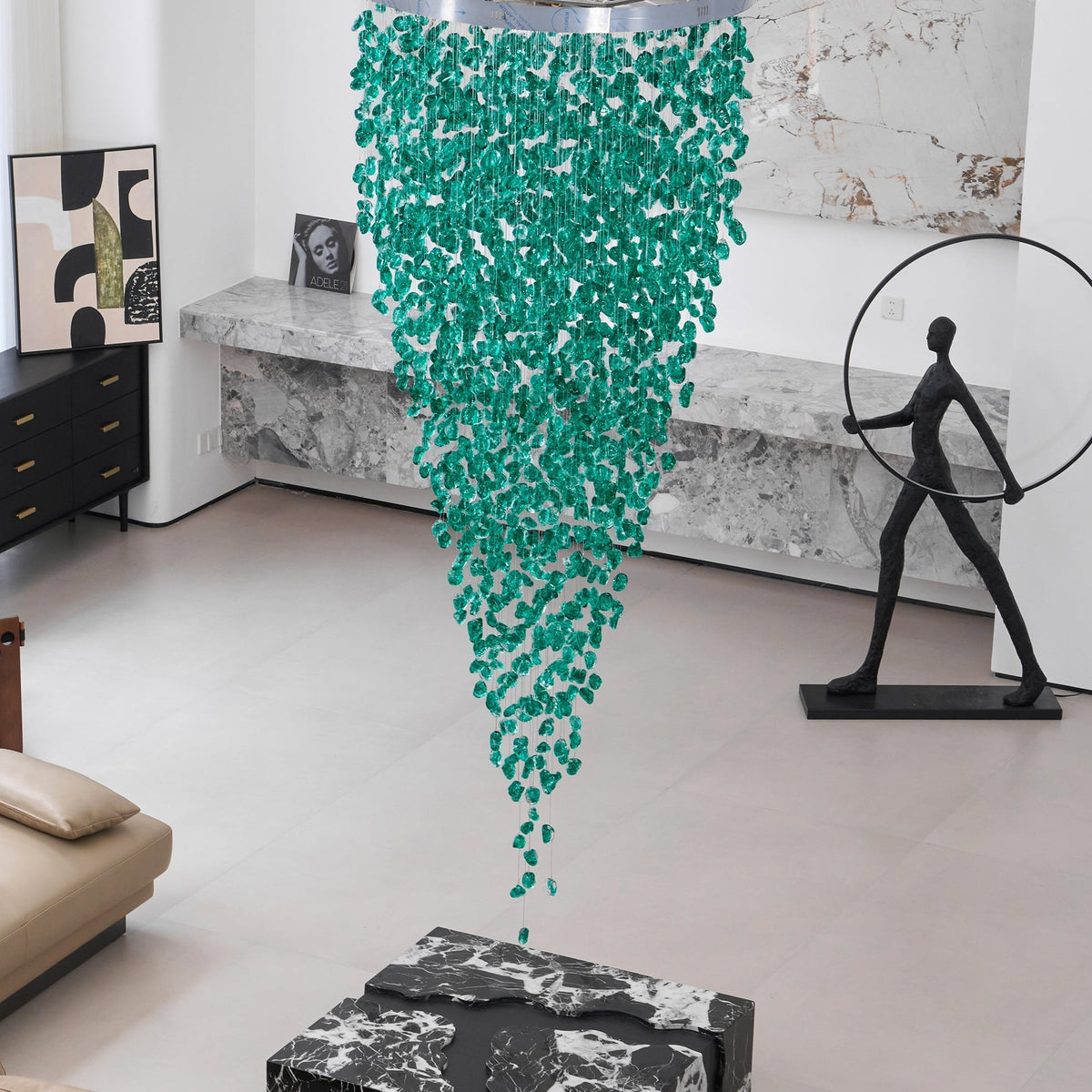 Belora Kronleuchter aus Stein und Kristall im postmodernen Luxus-Stil