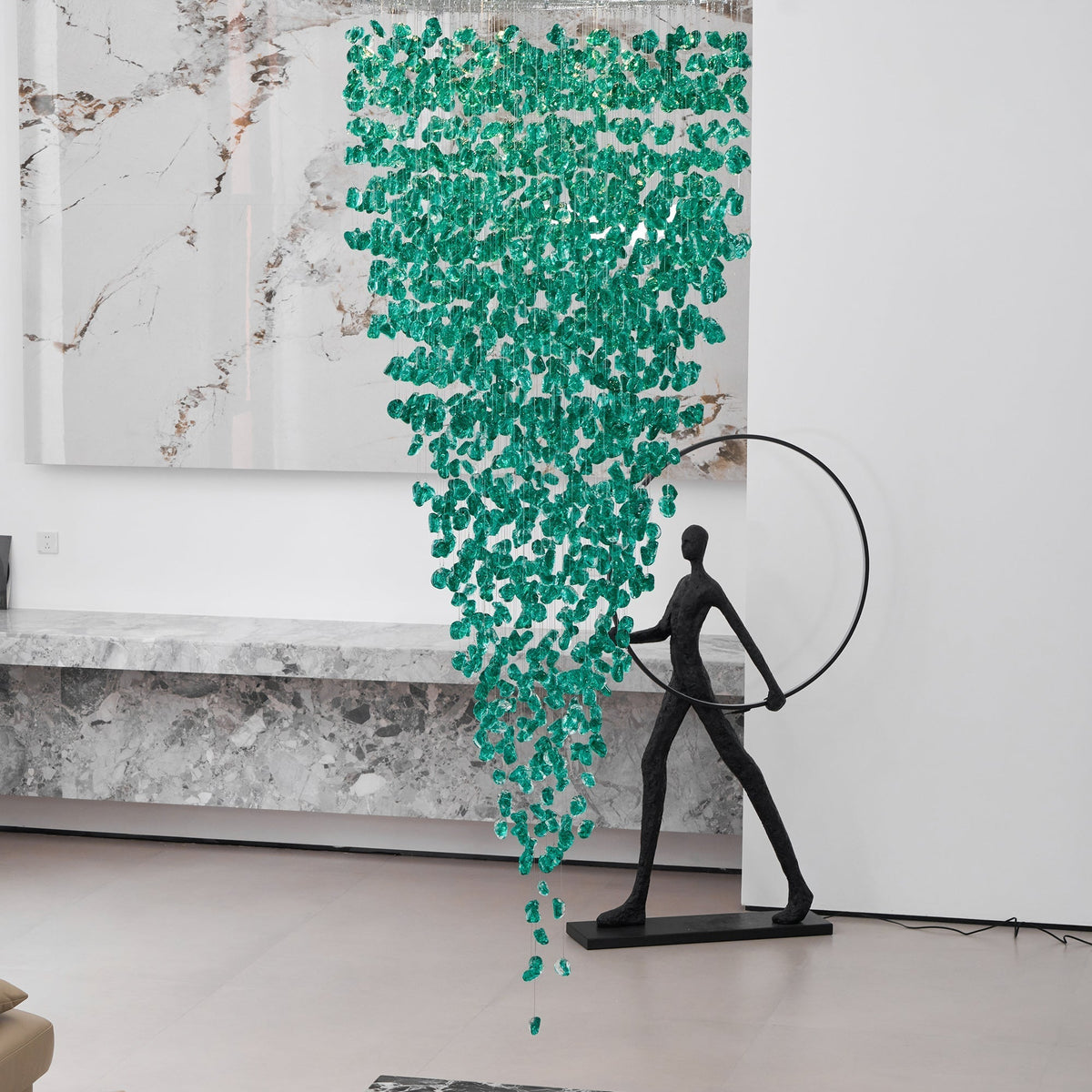 Belora Kronleuchter aus Stein und Kristall im postmodernen Luxus-Stil