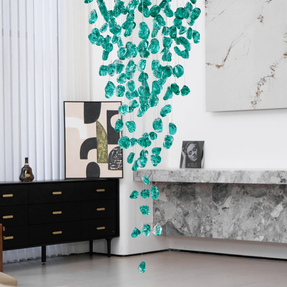Belora Kronleuchter aus Stein und Kristall im postmodernen Luxus-Stil