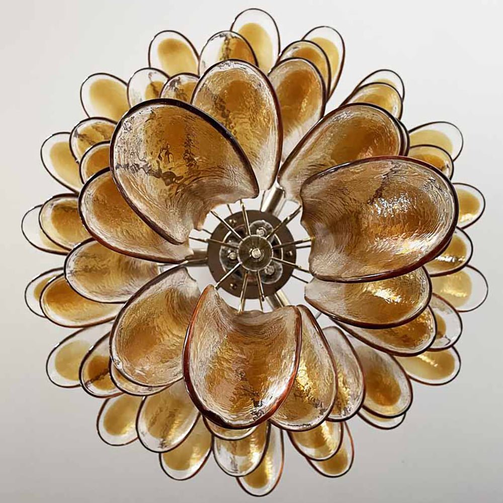 Celorian Kronleuchter bernsteinfarbene Blüten aus Murano-Glas geschichteter Lotus