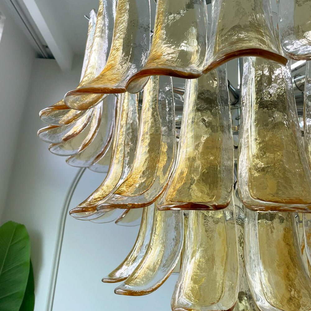Celorian Kronleuchter bernsteinfarbene Blüten aus Murano-Glas geschichteter Lotus