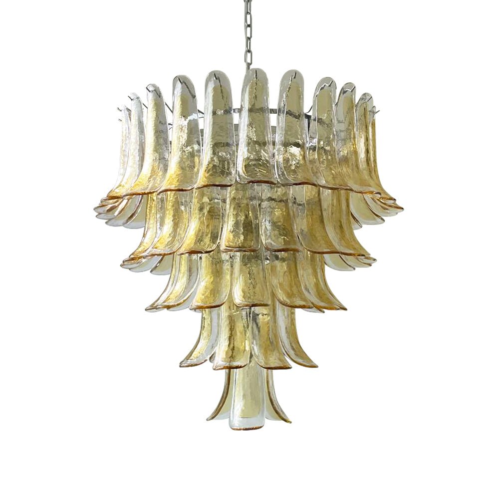 Celorian Kronleuchter bernsteinfarbene Blüten aus Murano-Glas geschichteter Lotus