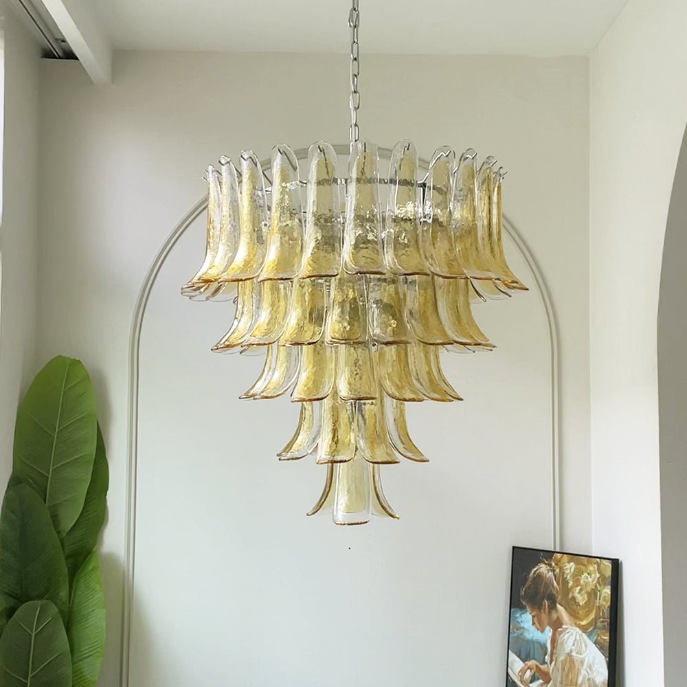 Celorian Kronleuchter bernsteinfarbene Blüten aus Murano-Glas geschichteter Lotus