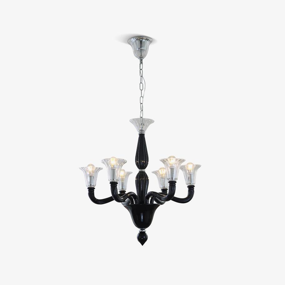 Silten Kronleuchter Schwarz Murano Kerzenarm Glas Klassisch