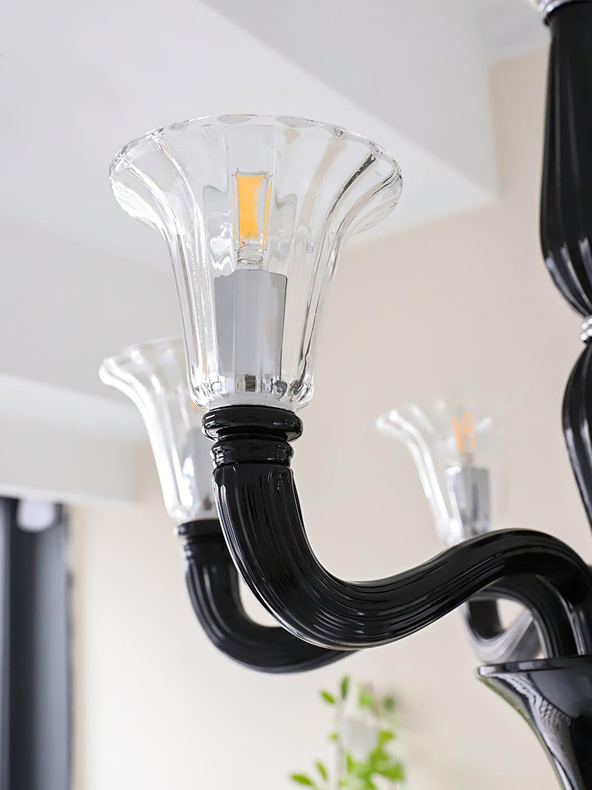 Silten Kronleuchter Schwarz Murano Kerzenarm Glas Klassisch