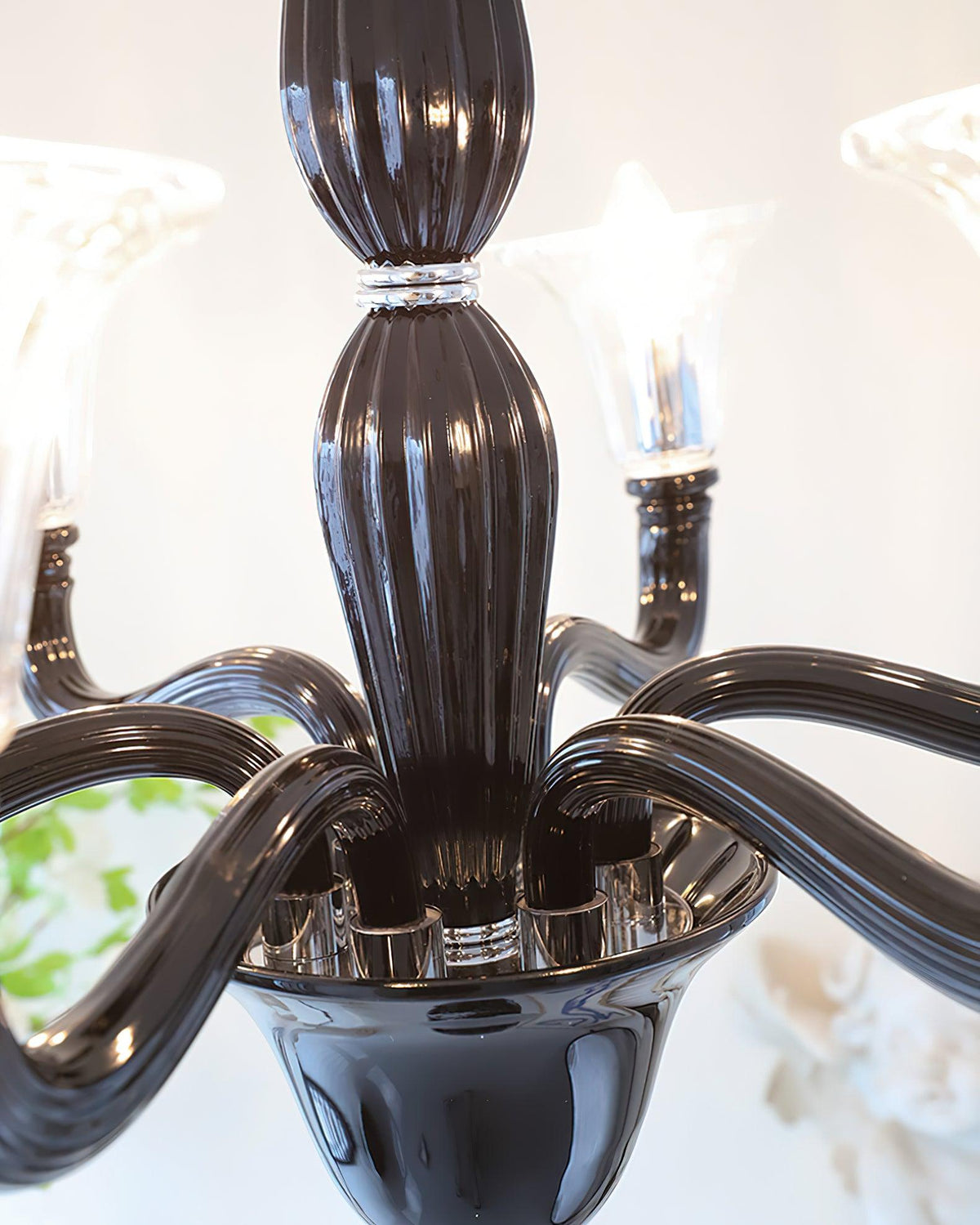 Silten Kronleuchter Schwarz Murano Kerzenarm Glas Klassisch