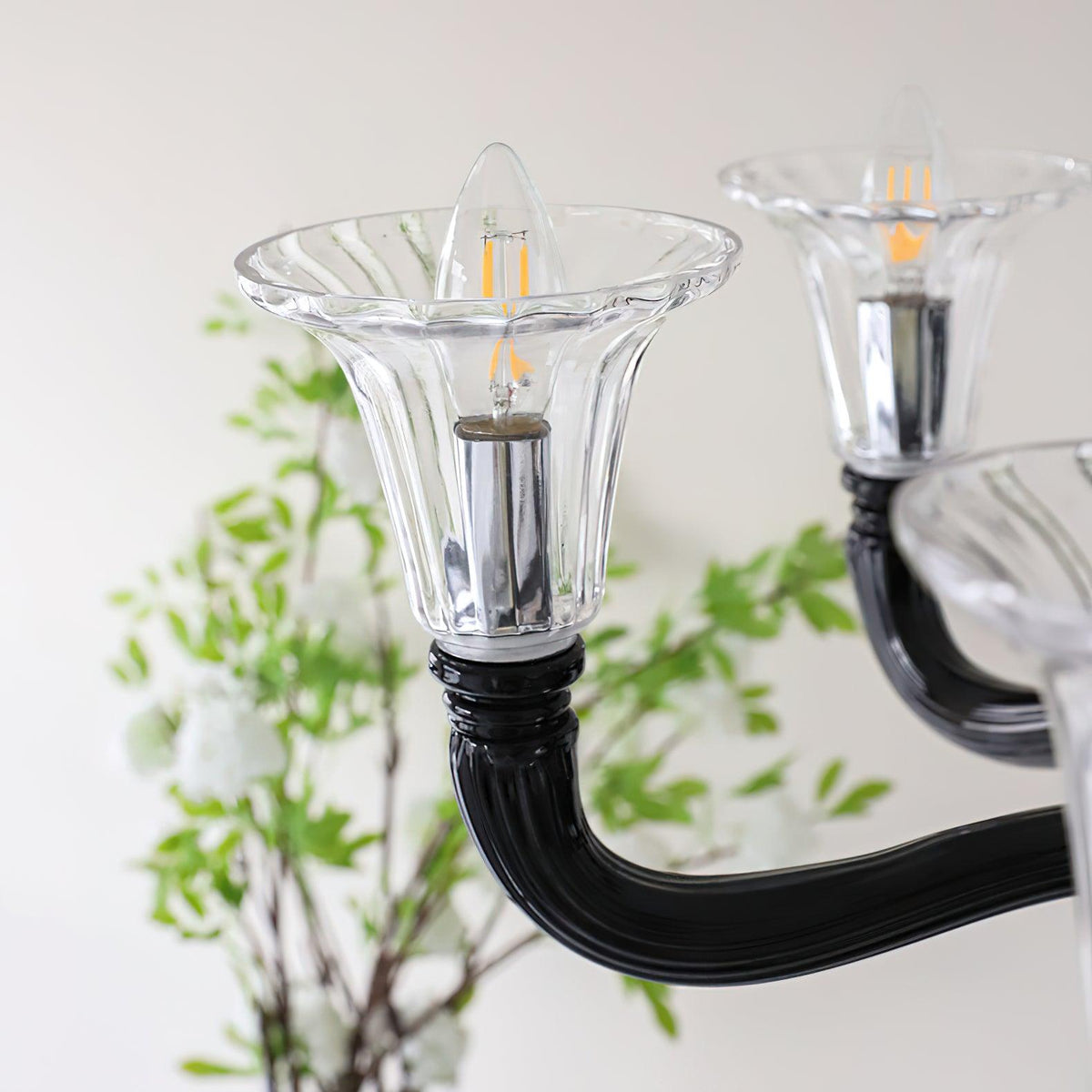 Silten Kronleuchter Schwarz Murano Kerzenarm Glas Klassisch