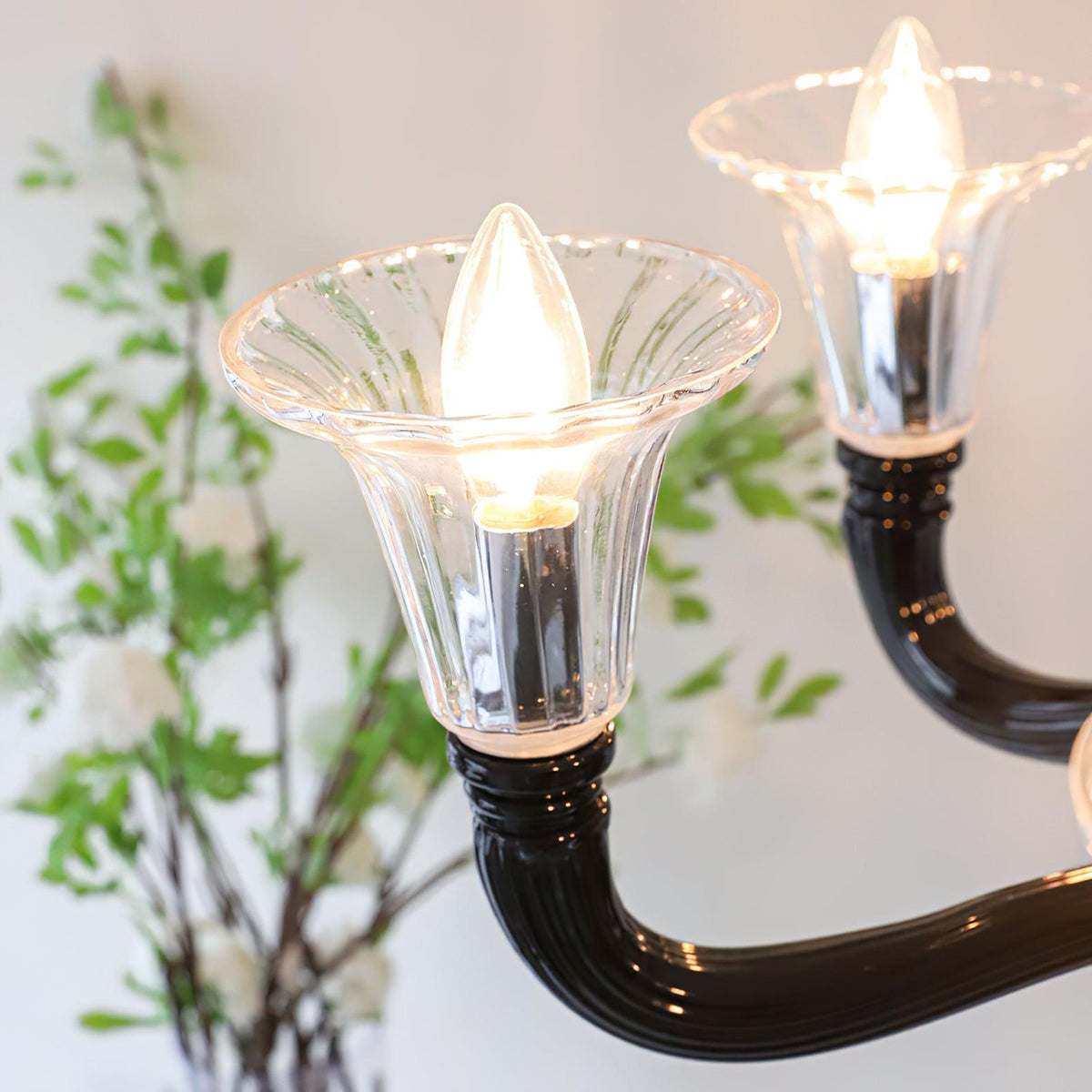 Silten Kronleuchter Schwarz Murano Kerzenarm Glas Klassisch