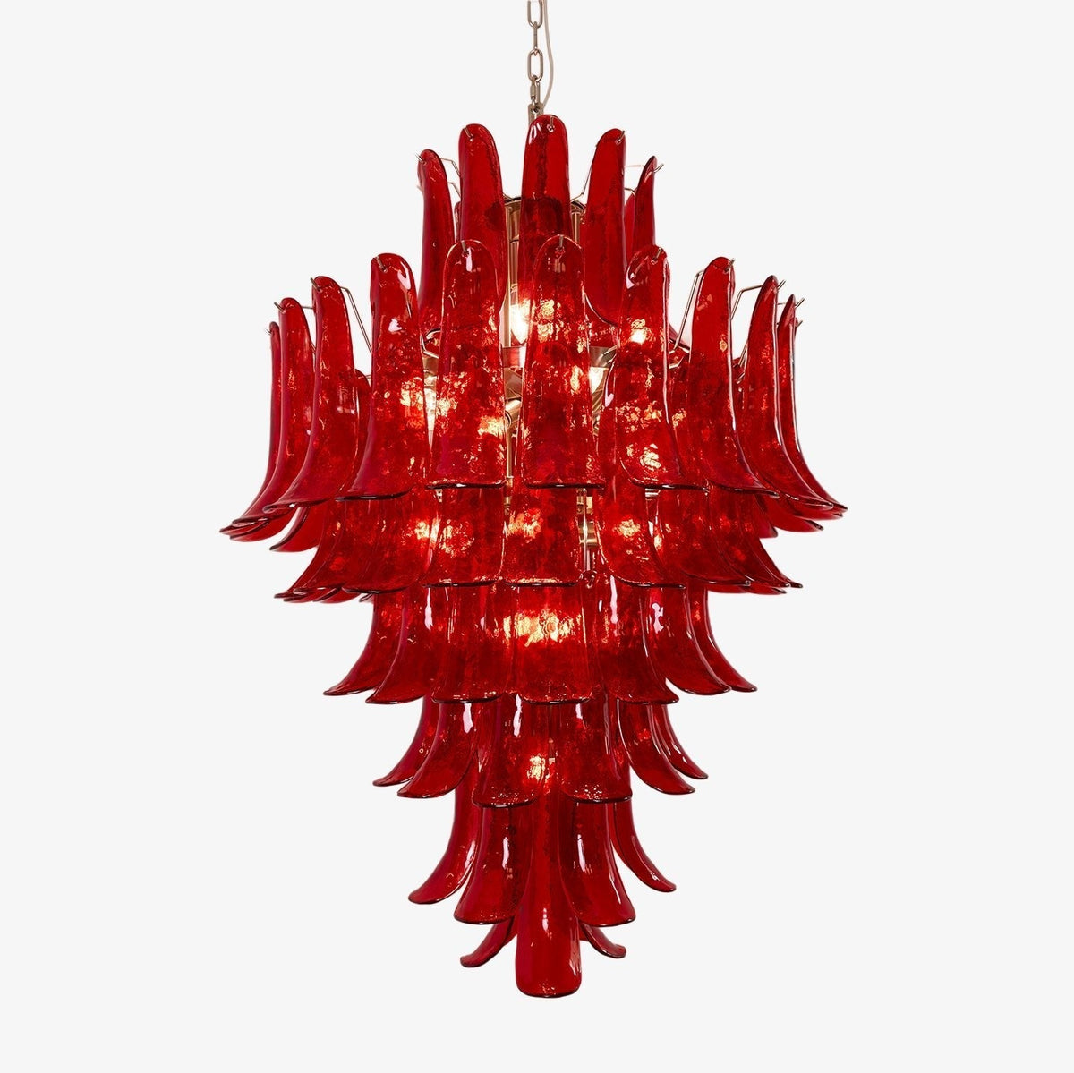 Celuena Kronleuchter mit karminroten Murano-Blütenblättern – Ausdrucksstarkes Kunstglas