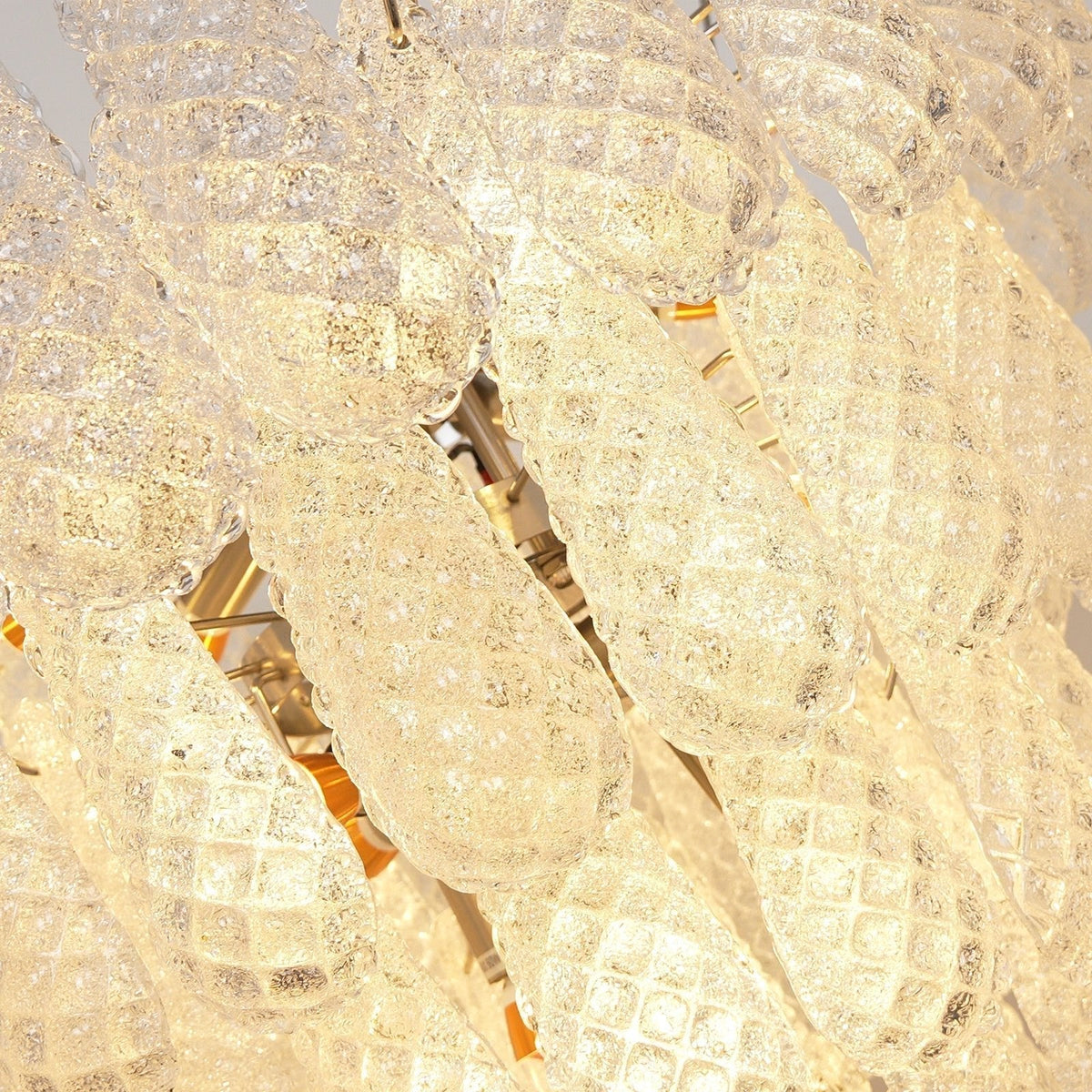 Velerine Kronleuchter aus klarem Murano-Glas in Tropfenform mit geschichteten Elementen
