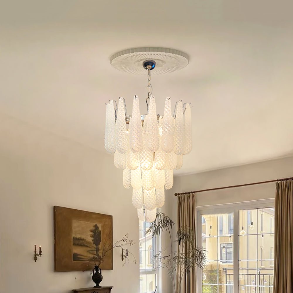 Lioralella Kronleuchter Klar Tränen Murano-Glas Wasserfall Diamant