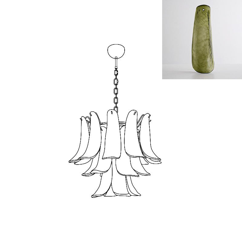 Celiian Kronleuchter Murano-Glas-Blütenblätter Vintage