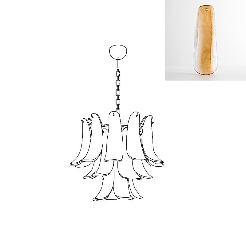 Celiian Kronleuchter Murano-Glas-Blütenblätter Vintage