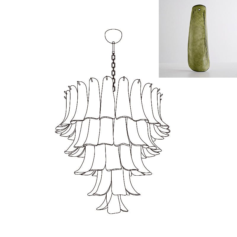 Celiian Kronleuchter Murano-Glas-Blütenblätter Vintage