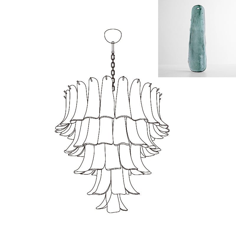 Celiian Kronleuchter Murano-Glas-Blütenblätter Vintage