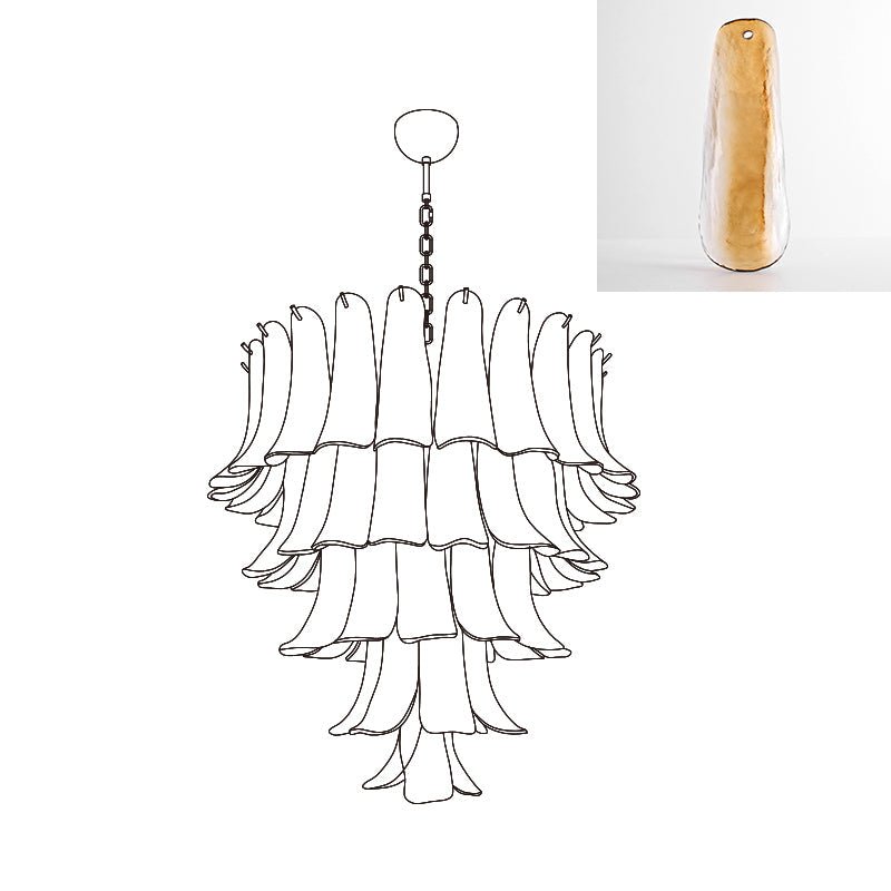 Celiian Kronleuchter Murano-Glas-Blütenblätter Vintage