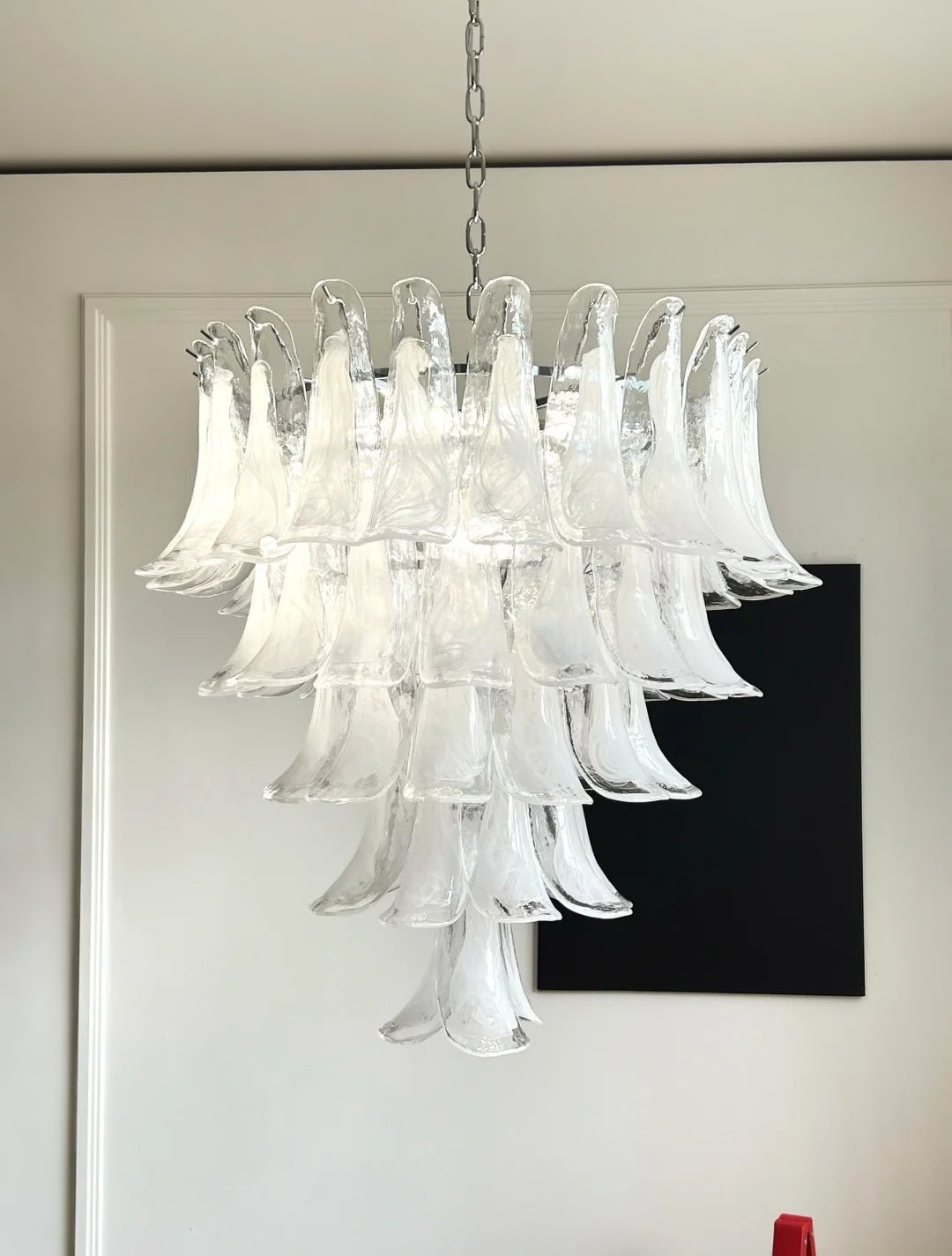 Eiroian Kronleuchter aus transparentem Murano-Glas in Blütenform Vintage