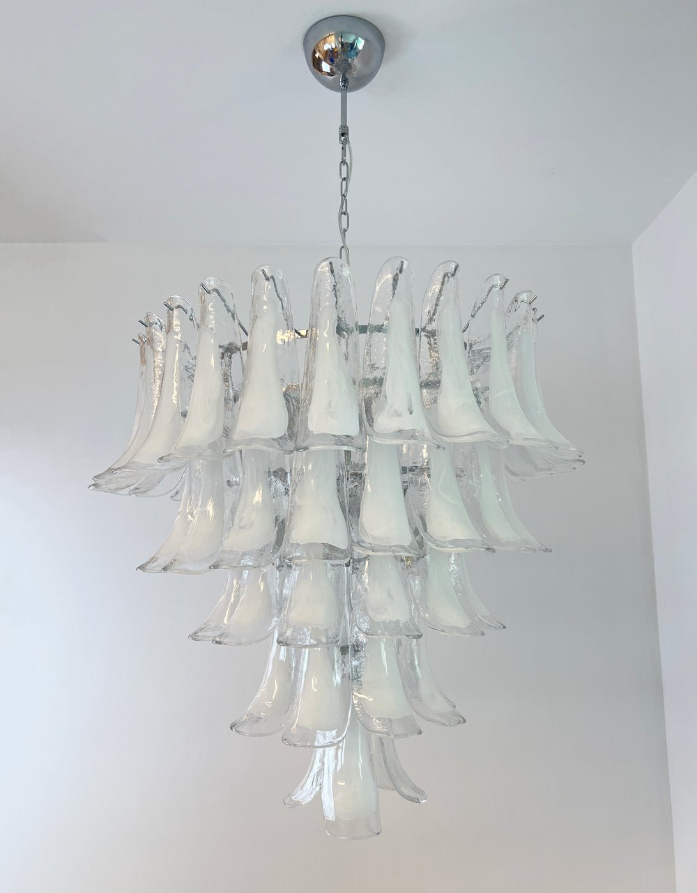Eiroian Kronleuchter aus transparentem Murano-Glas in Blütenform Vintage