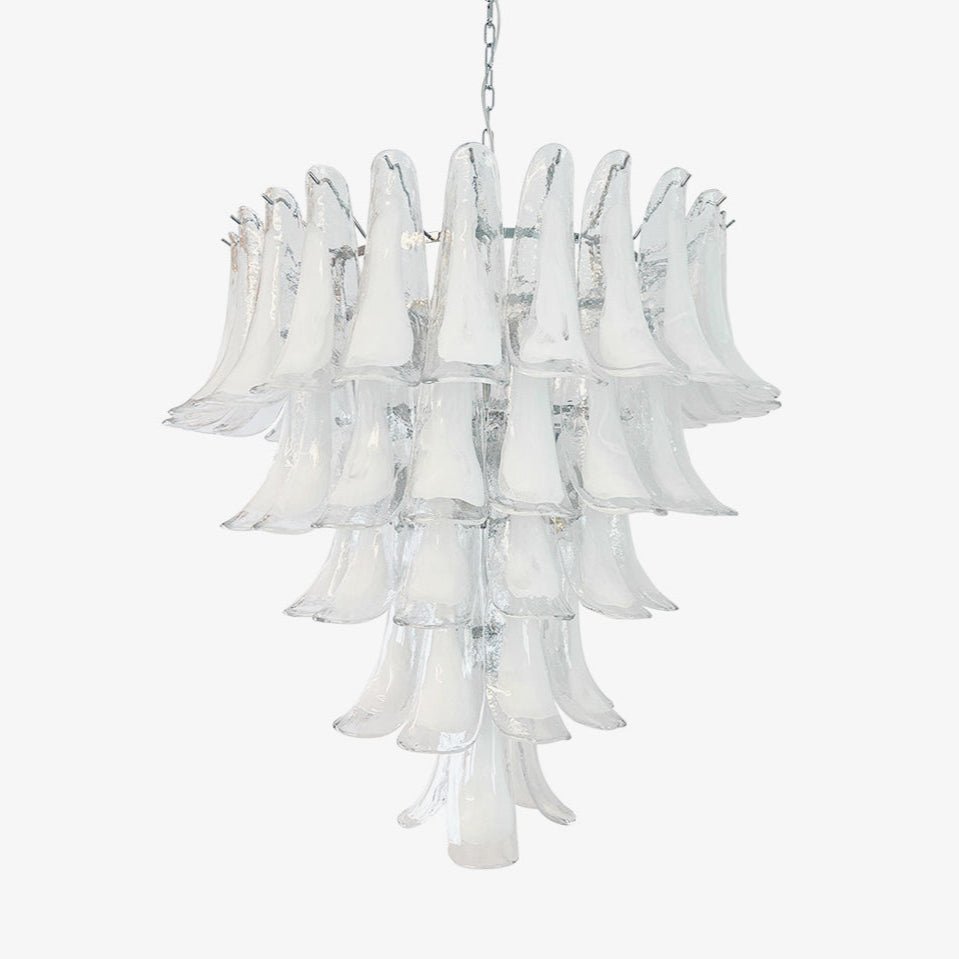 Eiroian Kronleuchter aus transparentem Murano-Glas in Blütenform Vintage