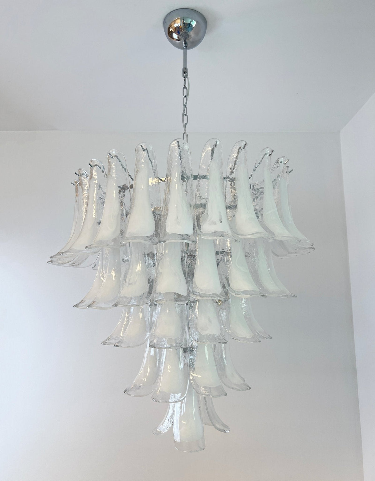 Eiroian Kronleuchter aus transparentem Murano-Glas in Blütenform Vintage