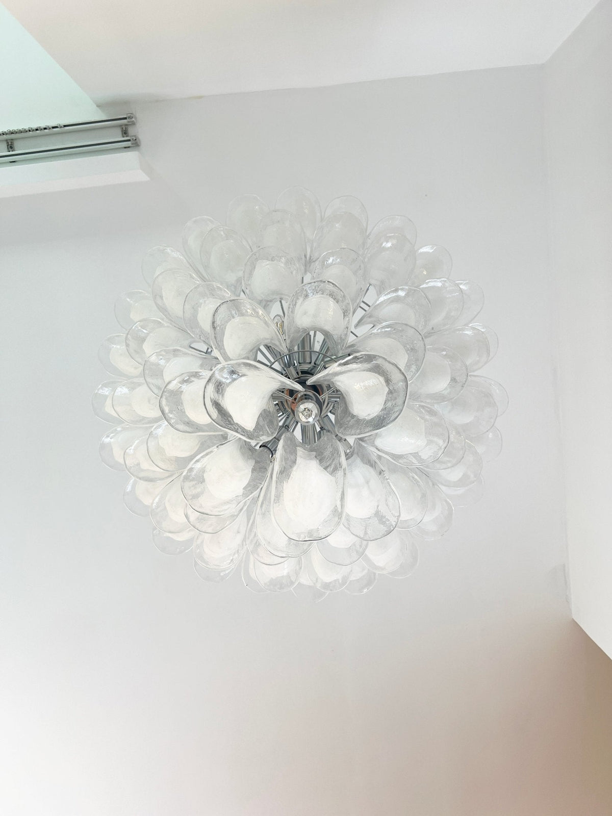 Eiroian Kronleuchter aus transparentem Murano-Glas in Blütenform Vintage