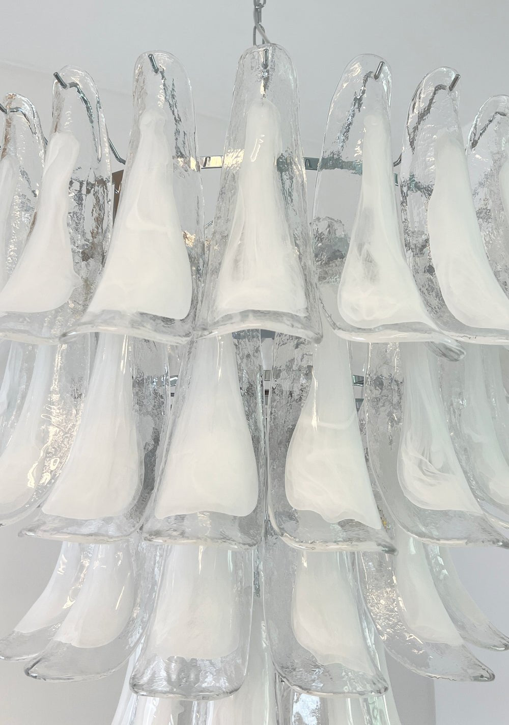 Eiroian Kronleuchter aus transparentem Murano-Glas in Blütenform Vintage