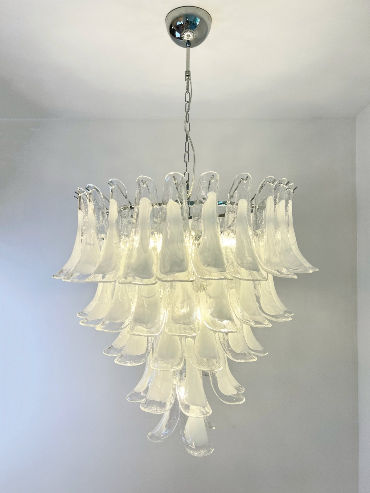 Eiroian Kronleuchter aus transparentem Murano-Glas in Blütenform Vintage