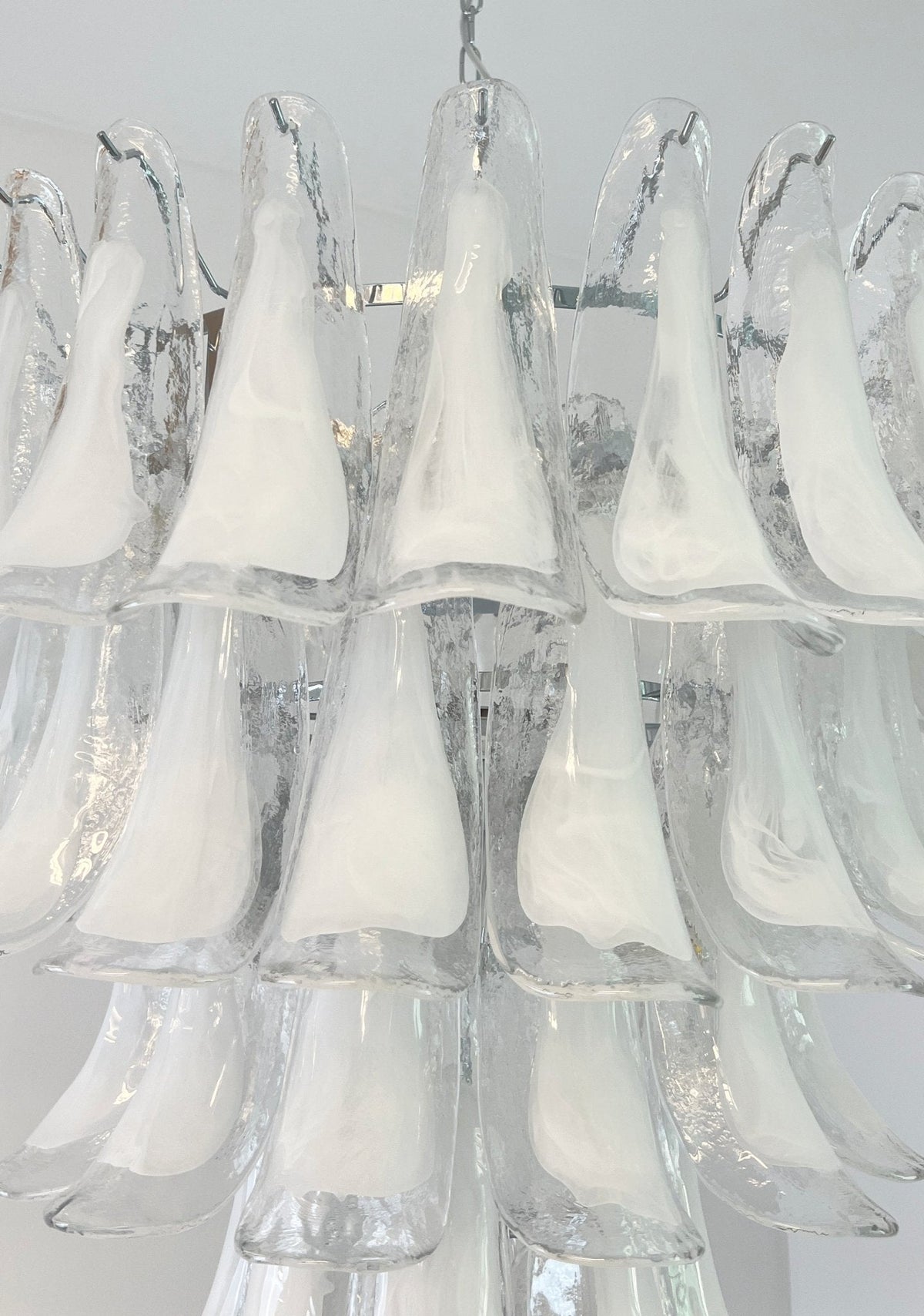 Eiroian Kronleuchter aus transparentem Murano-Glas in Blütenform Vintage
