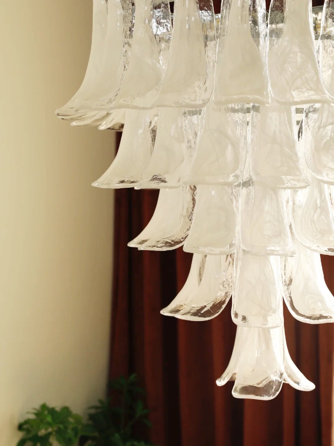 Eiroian Kronleuchter aus transparentem Murano-Glas in Blütenform Vintage