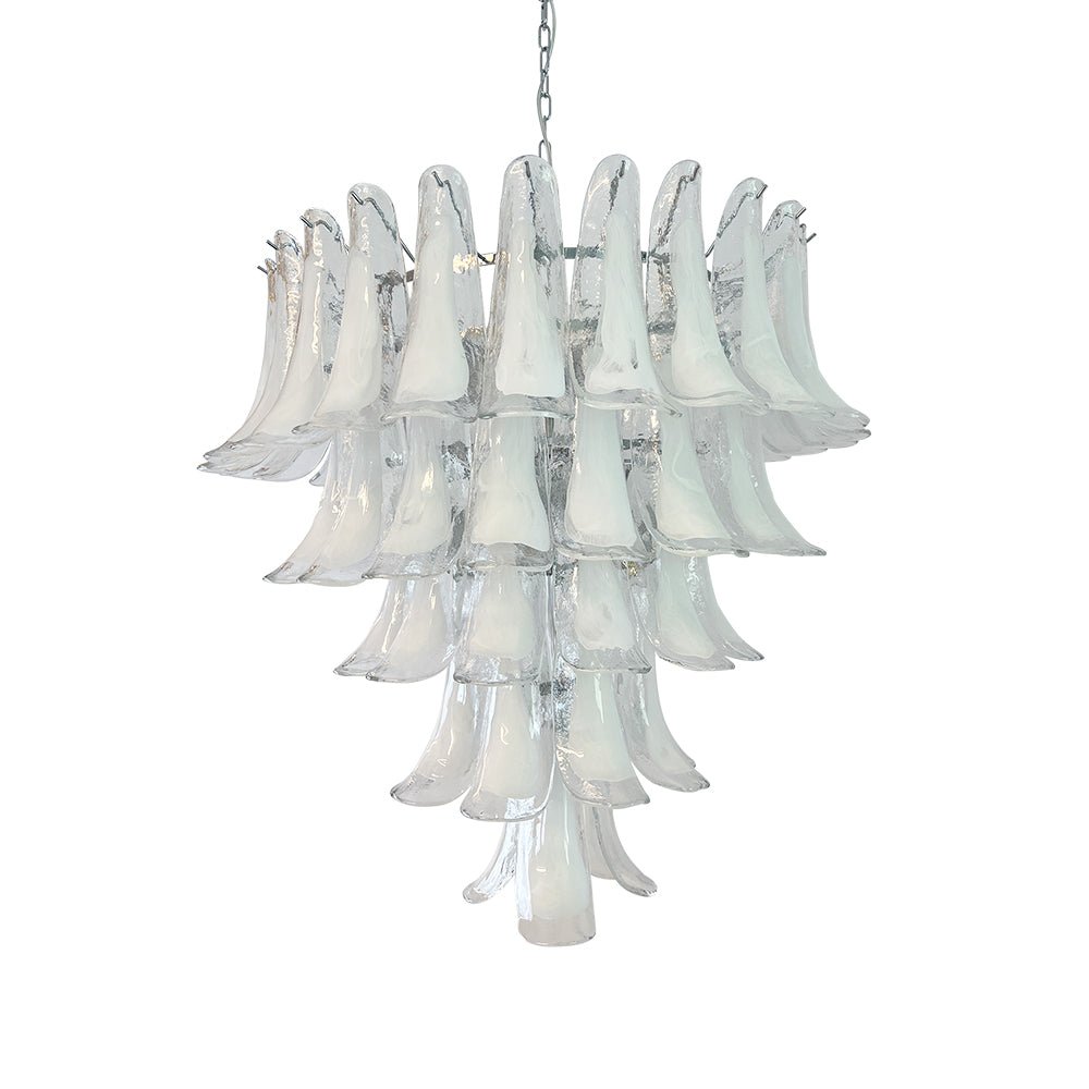 Eiroian Kronleuchter aus transparentem Murano-Glas in Blütenform Vintage