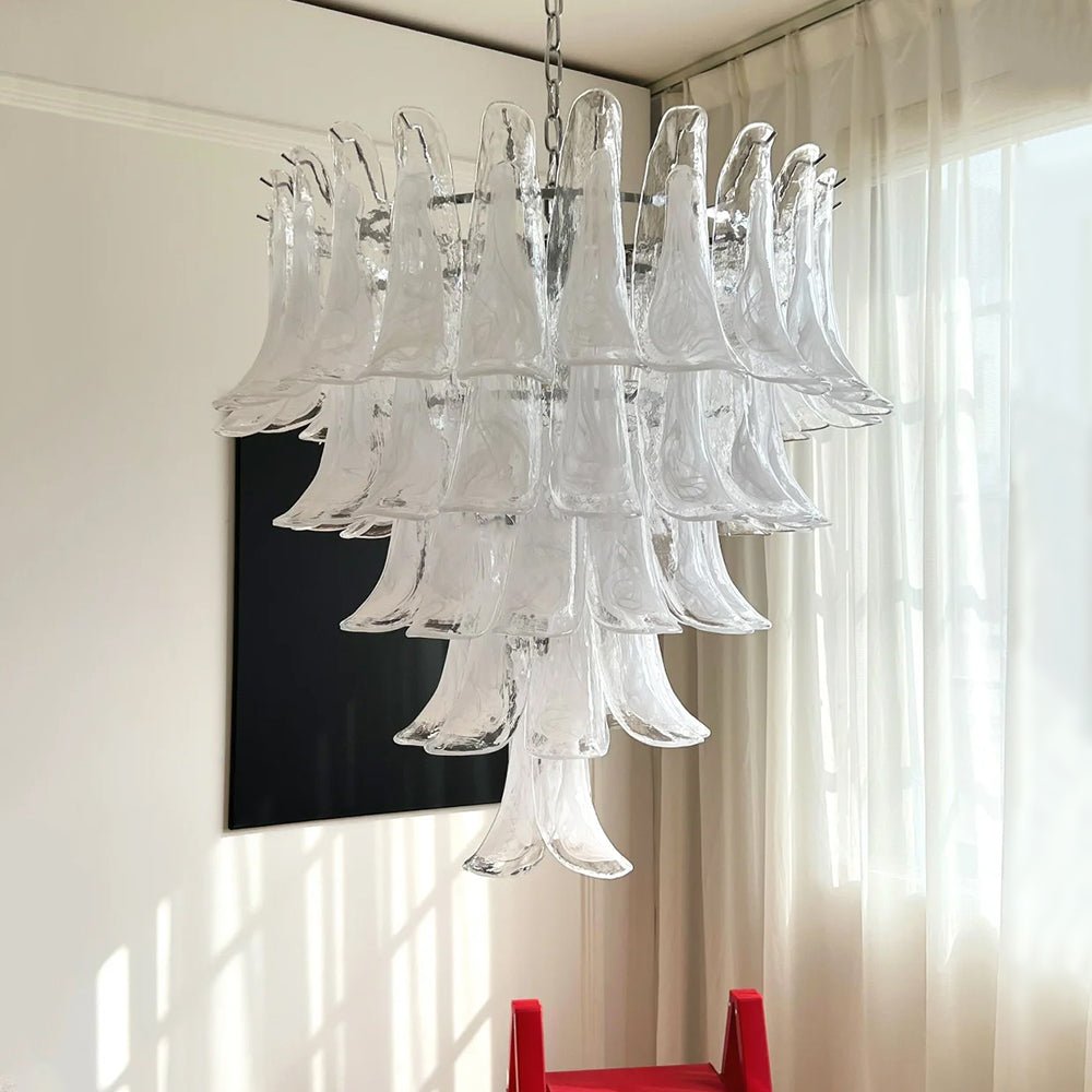 Eiroian Kronleuchter aus transparentem Murano-Glas in Blütenform Vintage