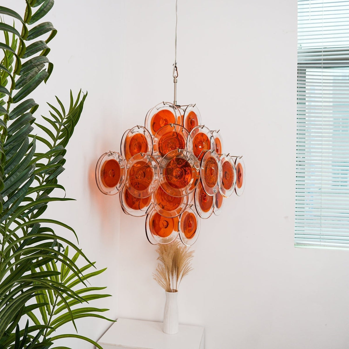 Lioruiel Kronleuchter aus Orange Murano-Glas mit geschichteten Scheiben