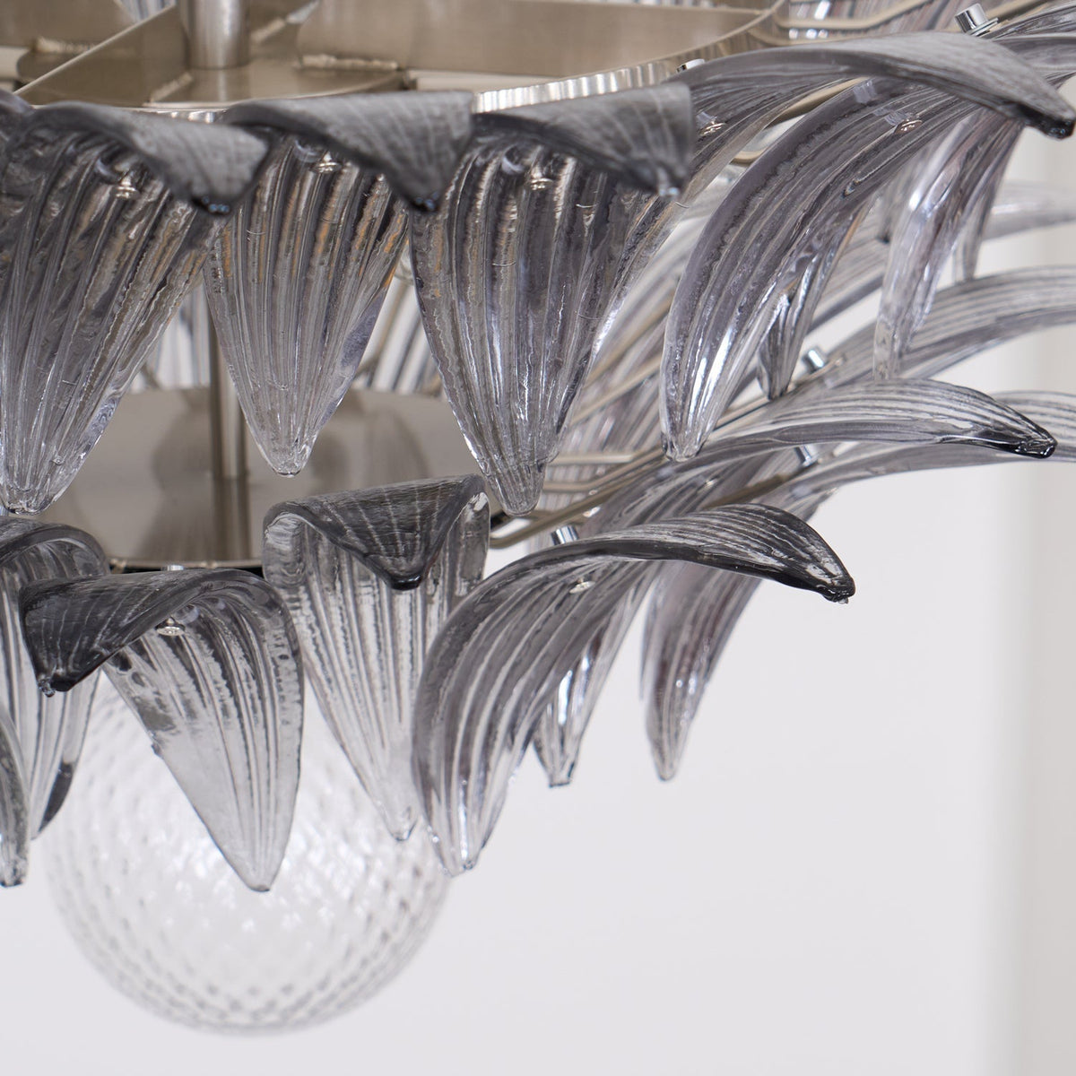 Liororira Kronleuchter Palmette Transparentes Murano-Glas Blatt mehrschichtig