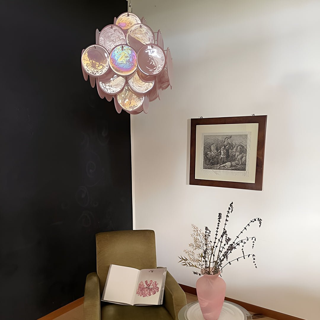 Rivivian Kronleuchter Rosa Scheiben geschichtete Kunst